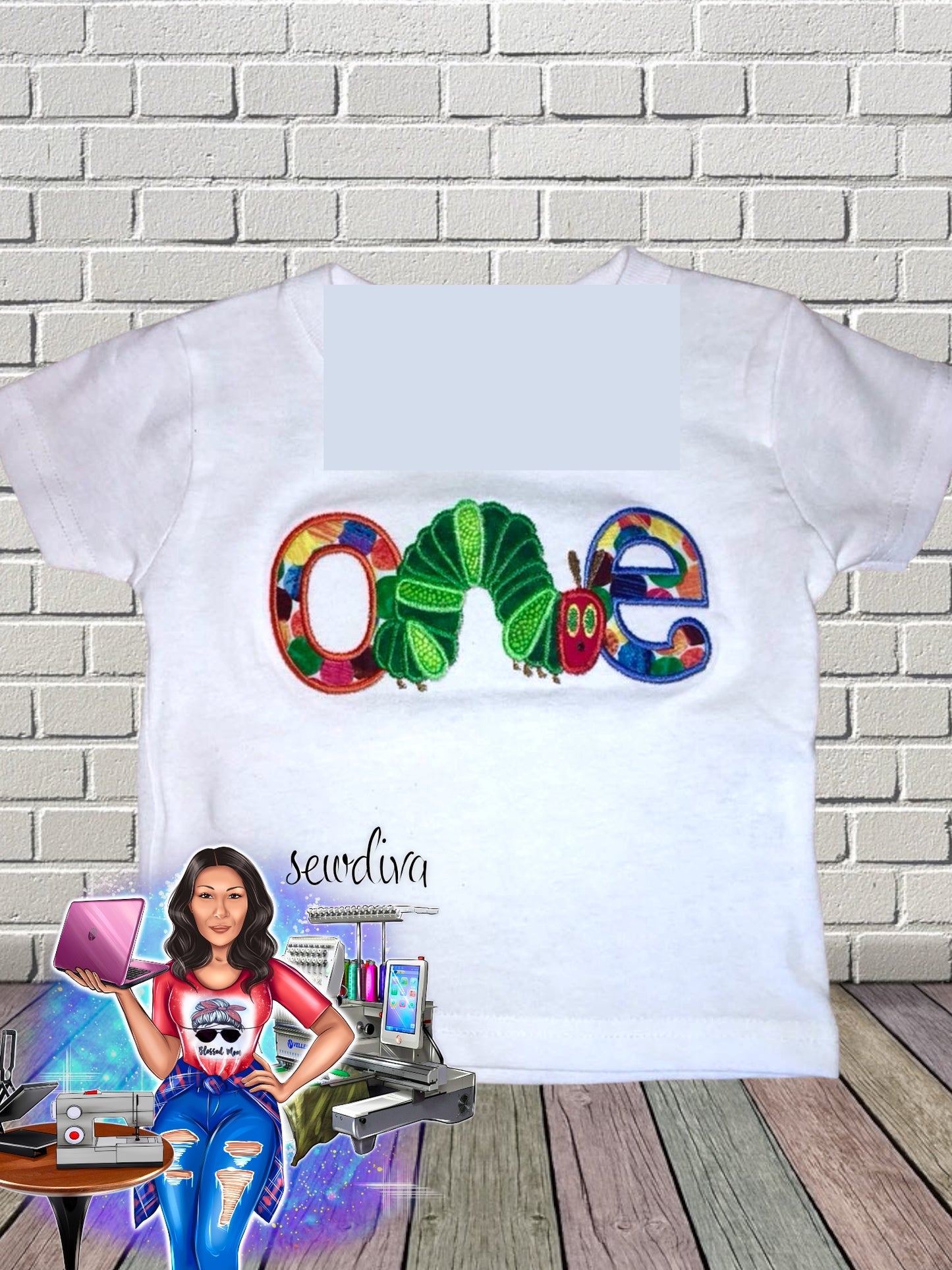 Children's Book Caterpillar Custom Character and Name Embroidered 1st Birthday Shirt