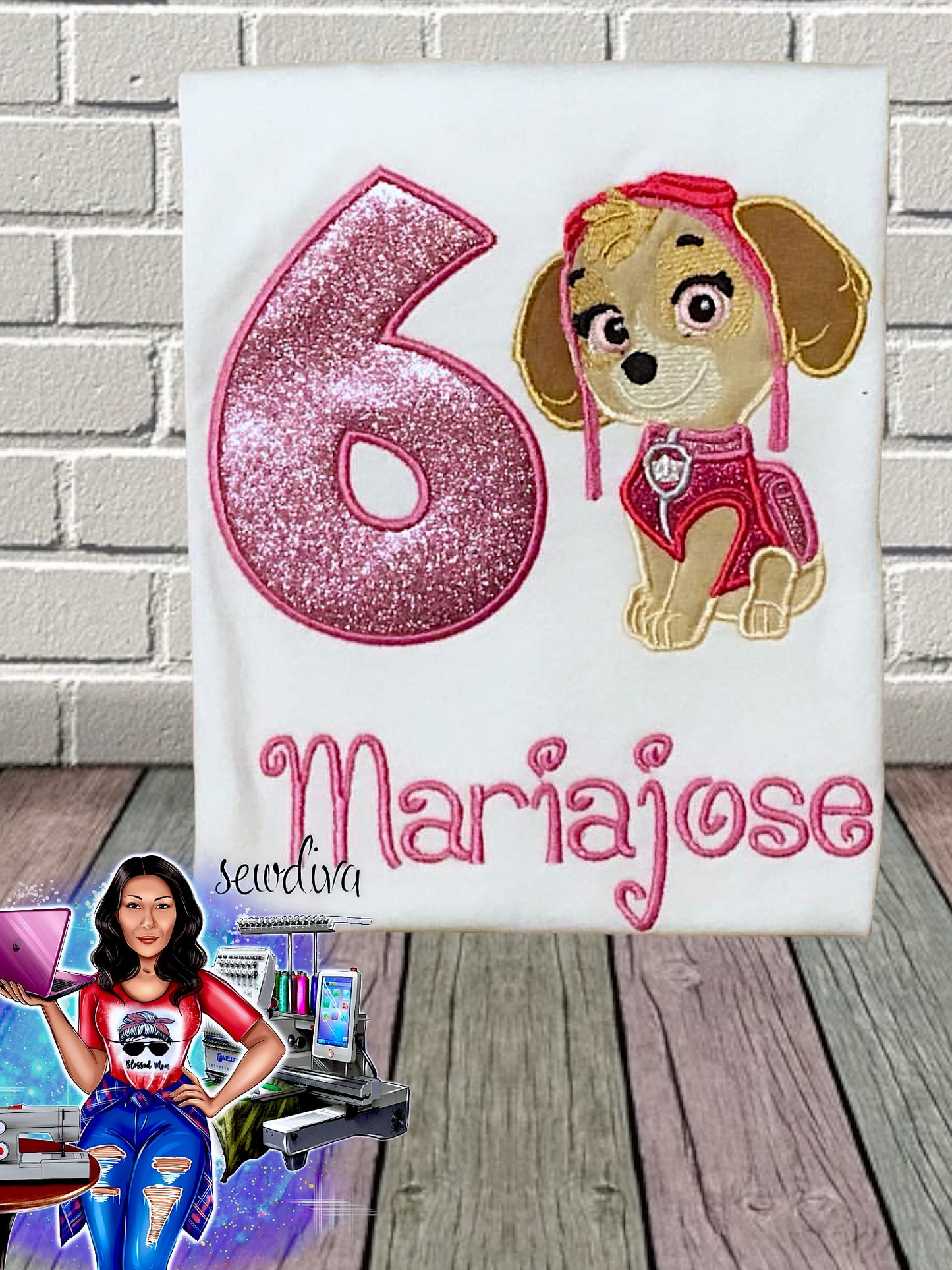 Hero Pup, Pilot Pup, Custom Character and Name Embroidered Birthday Shirt