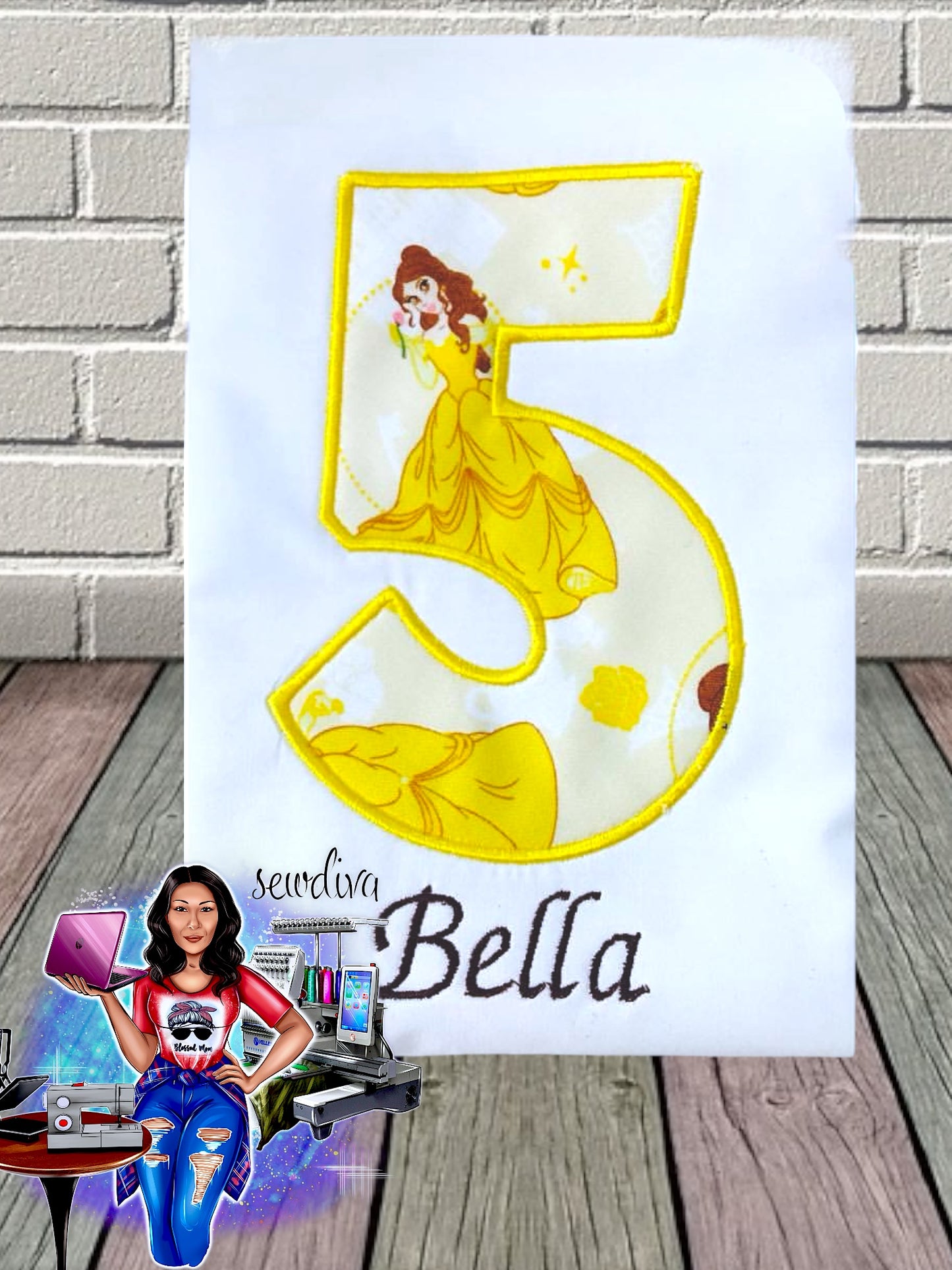 Yellow Princess Birthday shirt, Custom Number and Name Embroidered Birthday Shirt