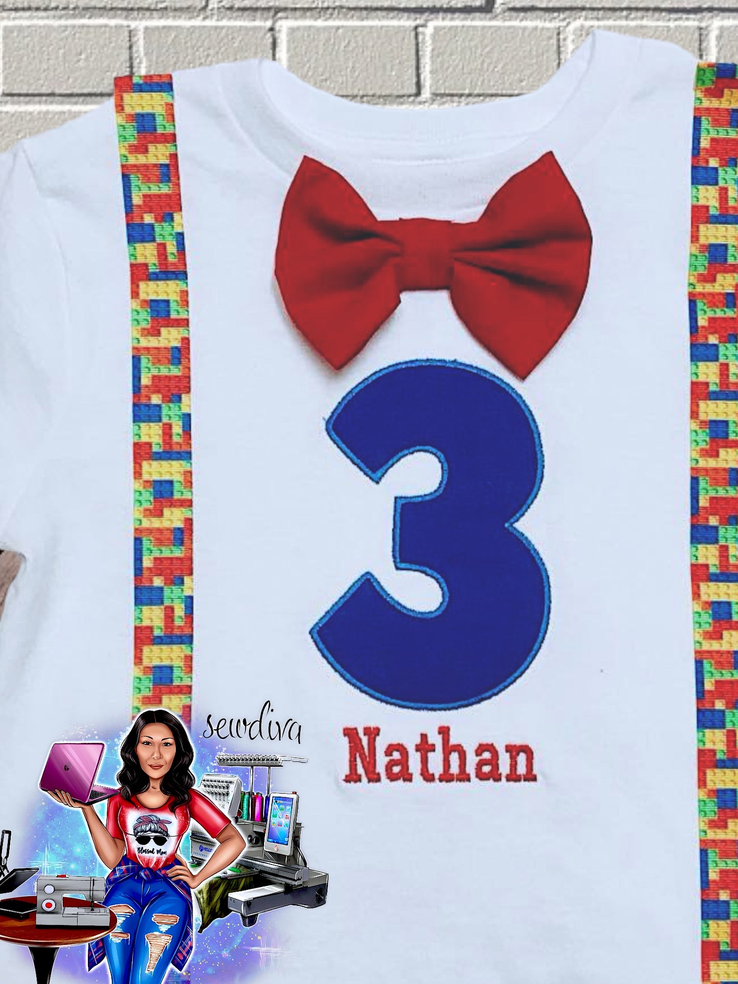 Building bricks Shirt w/ Suspenders & Bow Tie
