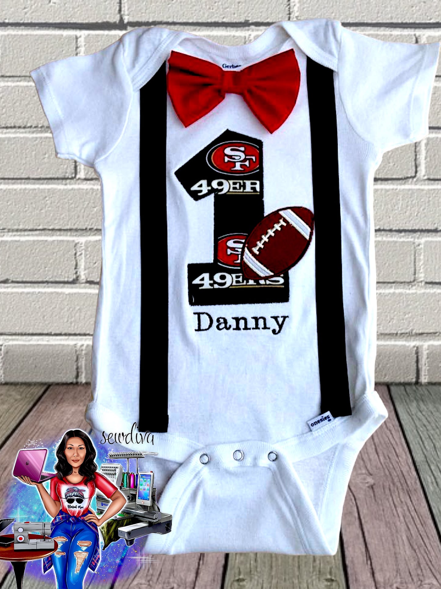 Football Shirt w/ Suspenders & Bow Tie