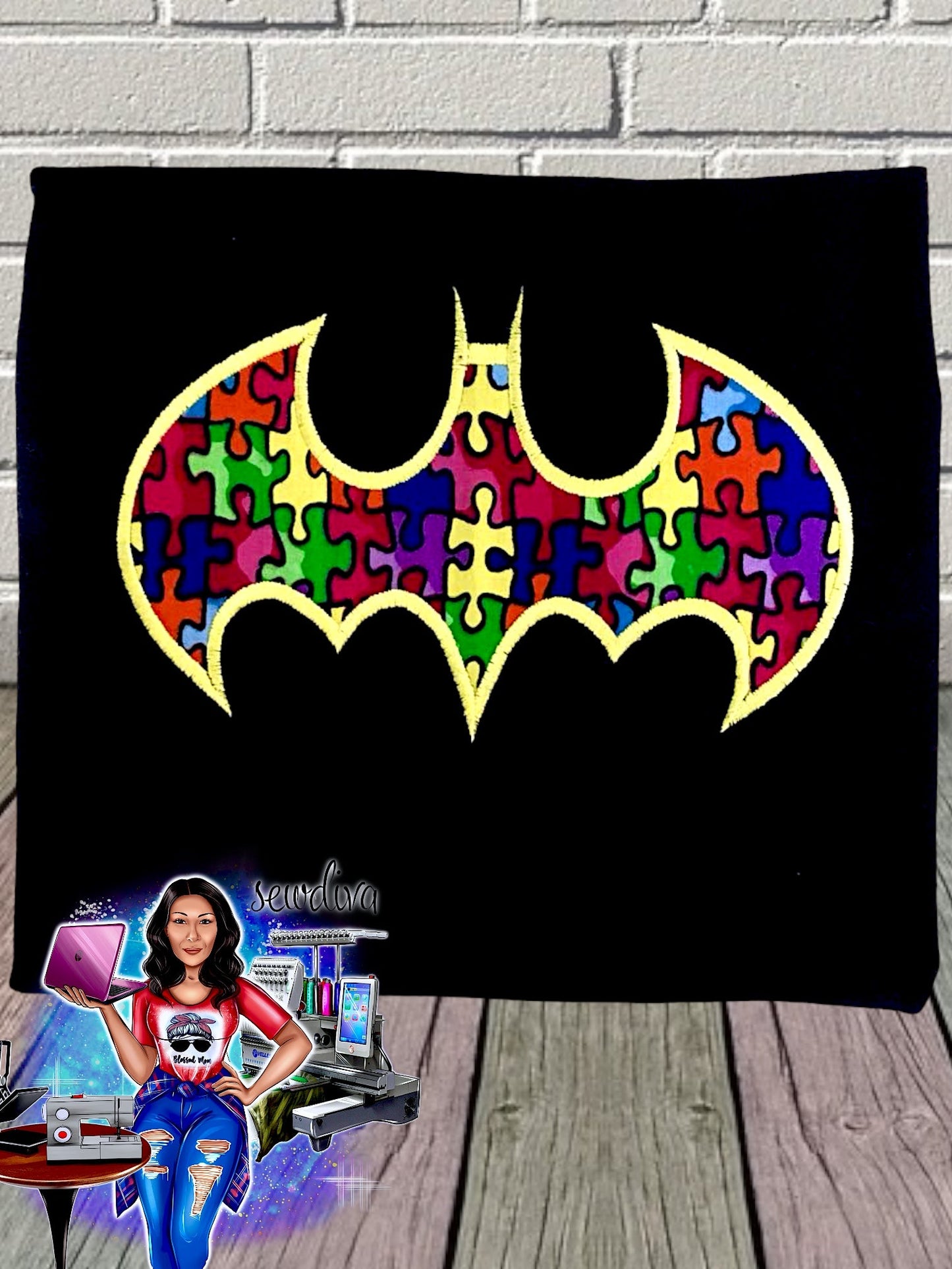 Adult - Bat Hero logo, Autism Awareness, Puzzle Piece, Puzzle Shirt, Autism Shirt