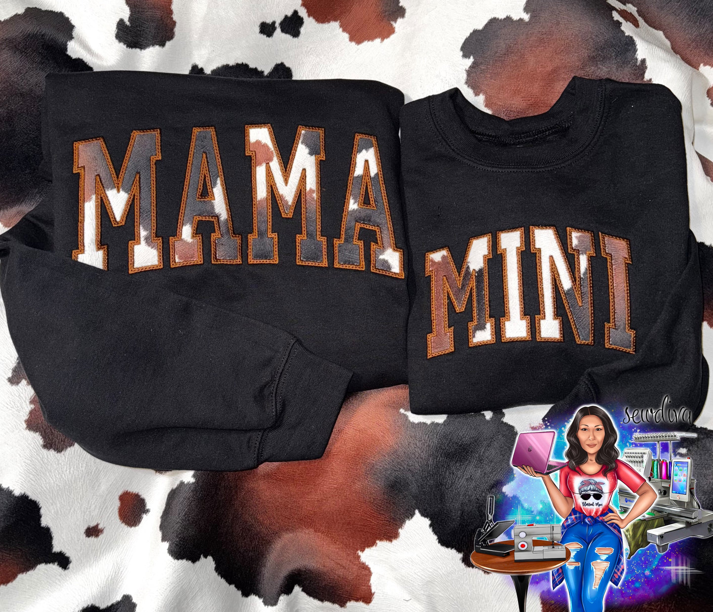 Cow Print Mama & Mini Crewneck Sweatshirt Set