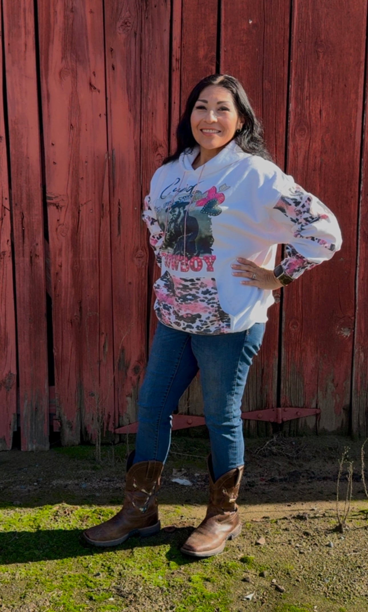 Cupid Aim For The Cowboy Valentines Hoodie with a Bling String