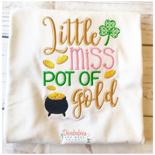 St. Patricks Day custom shirt, Pot of gold, Embroidered