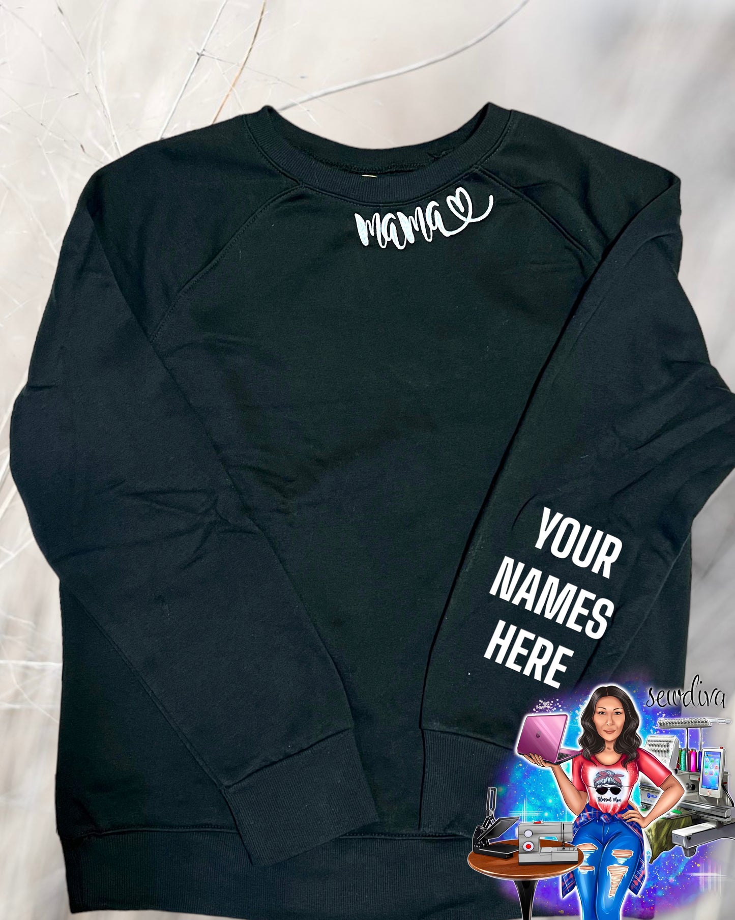 Mama Sweatshirt - Custom Mama Sweatshirt - Names on sleeves