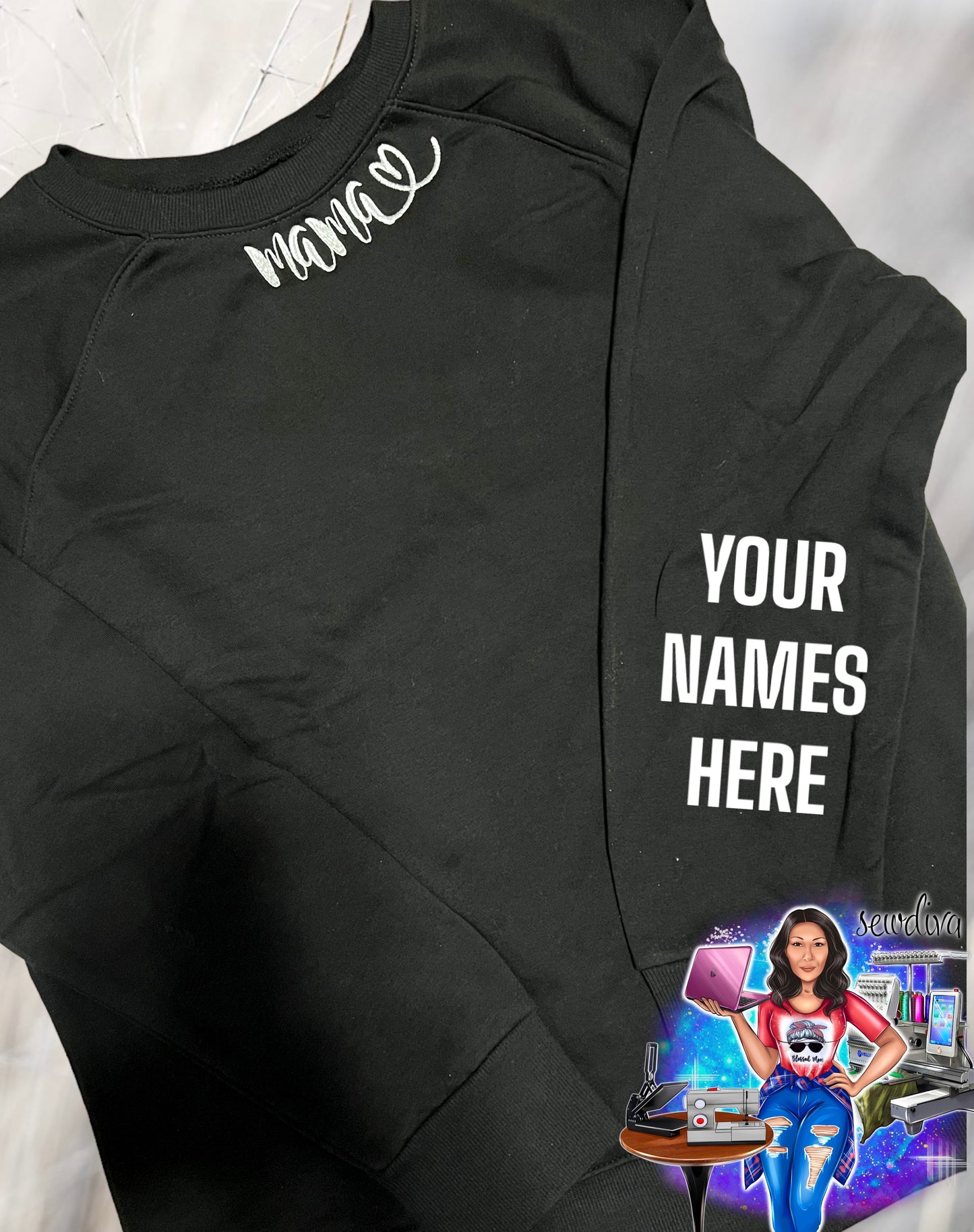 Mama Sweatshirt - Custom Mama Sweatshirt - Names on sleeves