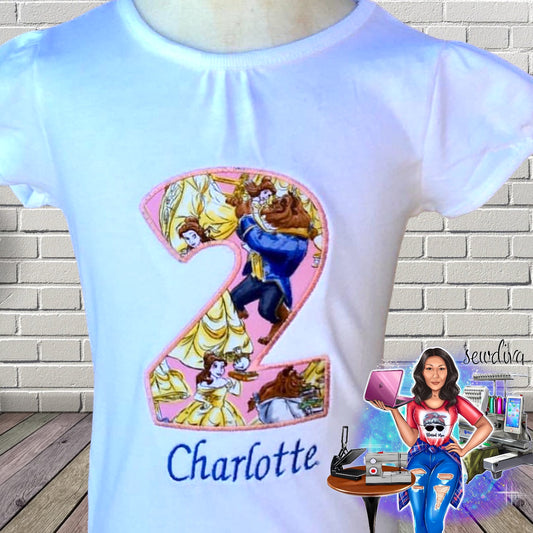 Yellow Princess & Prince Birthday shirt, Custom Number and Name Embroidered Birthday Shirt