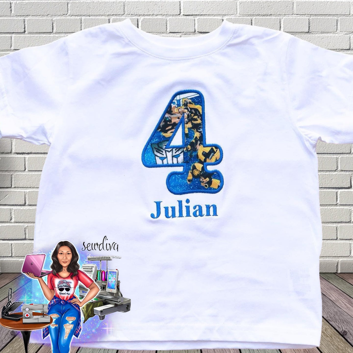 Transforming Robots Birthday shirt, Custom Number and Name Embroidered Birthday Shirt