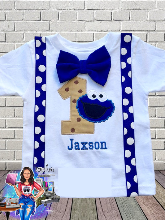 Snack Monster Puppet character Shirt w/ Suspenders & Bow Tie