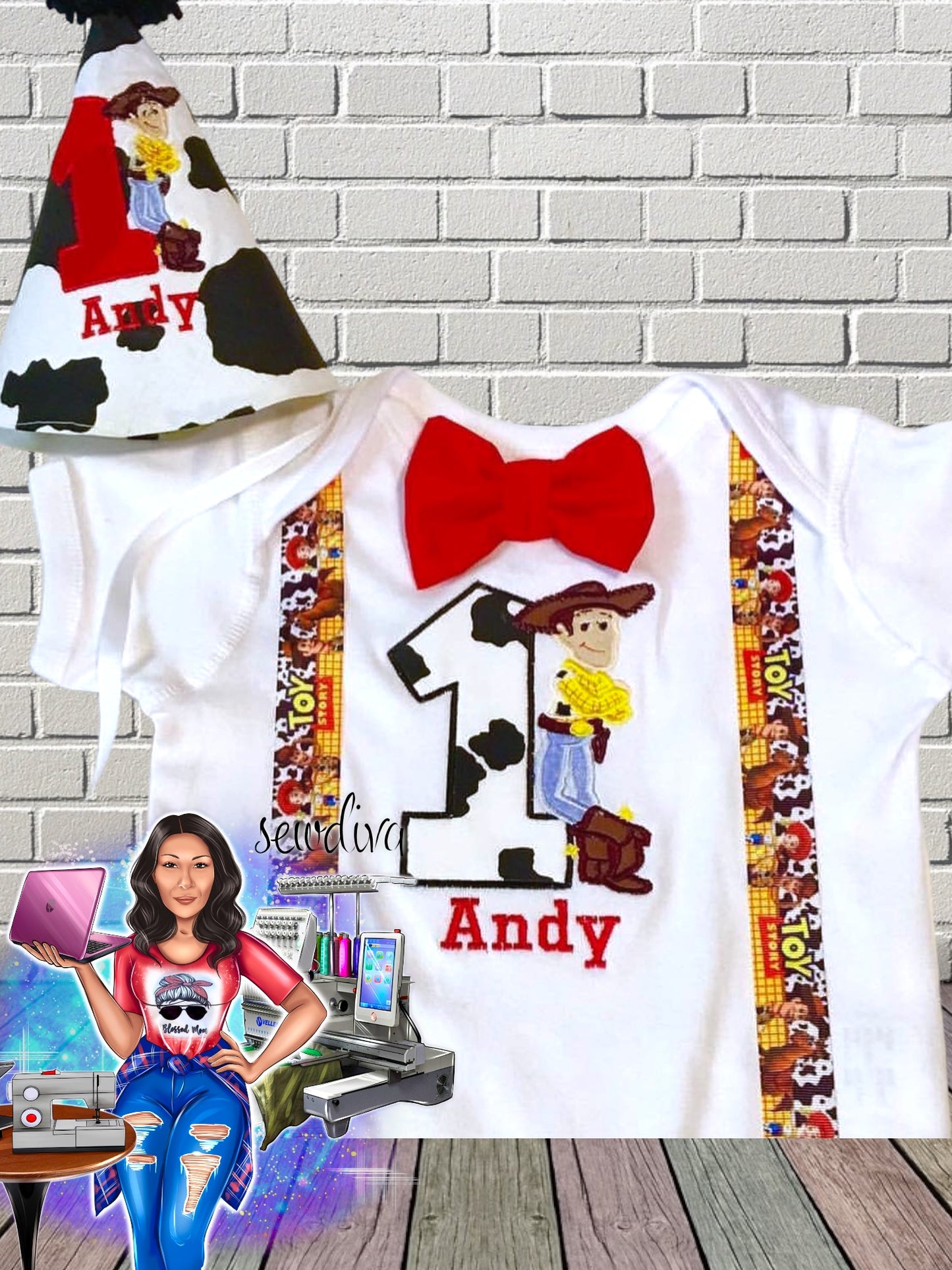 Cowboy Toy Shirt w/ Suspenders & Bow Tie