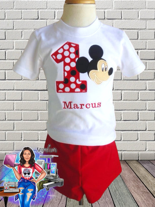 Boy Mouse, Custom Character and Name Embroidered Birthday Shirt