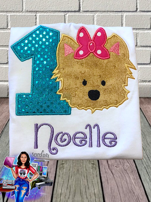Cute dog, Cute Puppy Custom Character and Name Embroidered Birthday Shirt