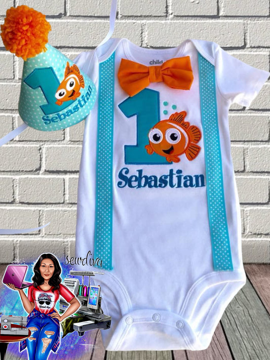 Clown Fish Shirt w/ Suspenders & Bow Tie