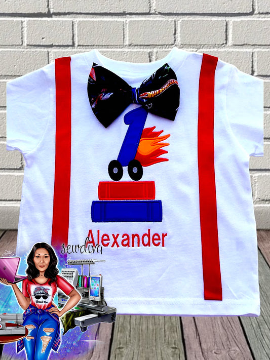 Hot cars, Wheels racers Shirt w/ Suspenders & Bow Tie