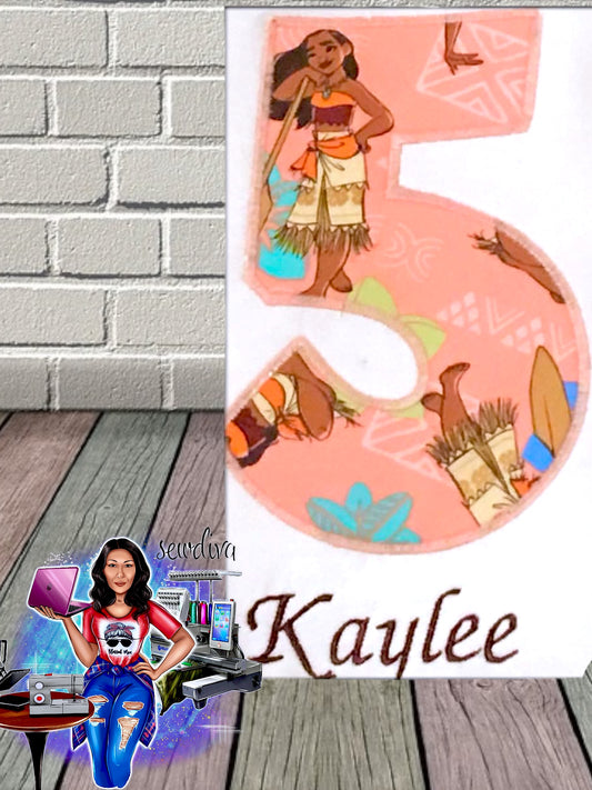 Ocean Princess, Custom Number and Name Embroidered Birthday Shirt