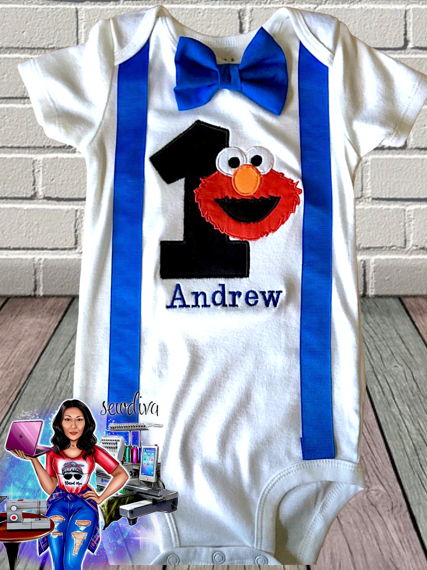 Children's Red Puppet character Shirt w/ Suspenders & Bow Tie