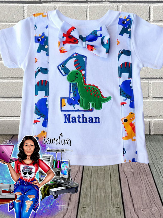 Dinosaur Shirt w/ Suspenders & Bow Tie