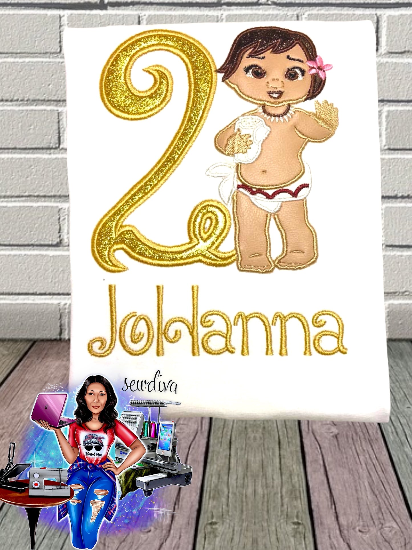 Ocean Princess Custom Character and Name Embroidered Birthday Shirt