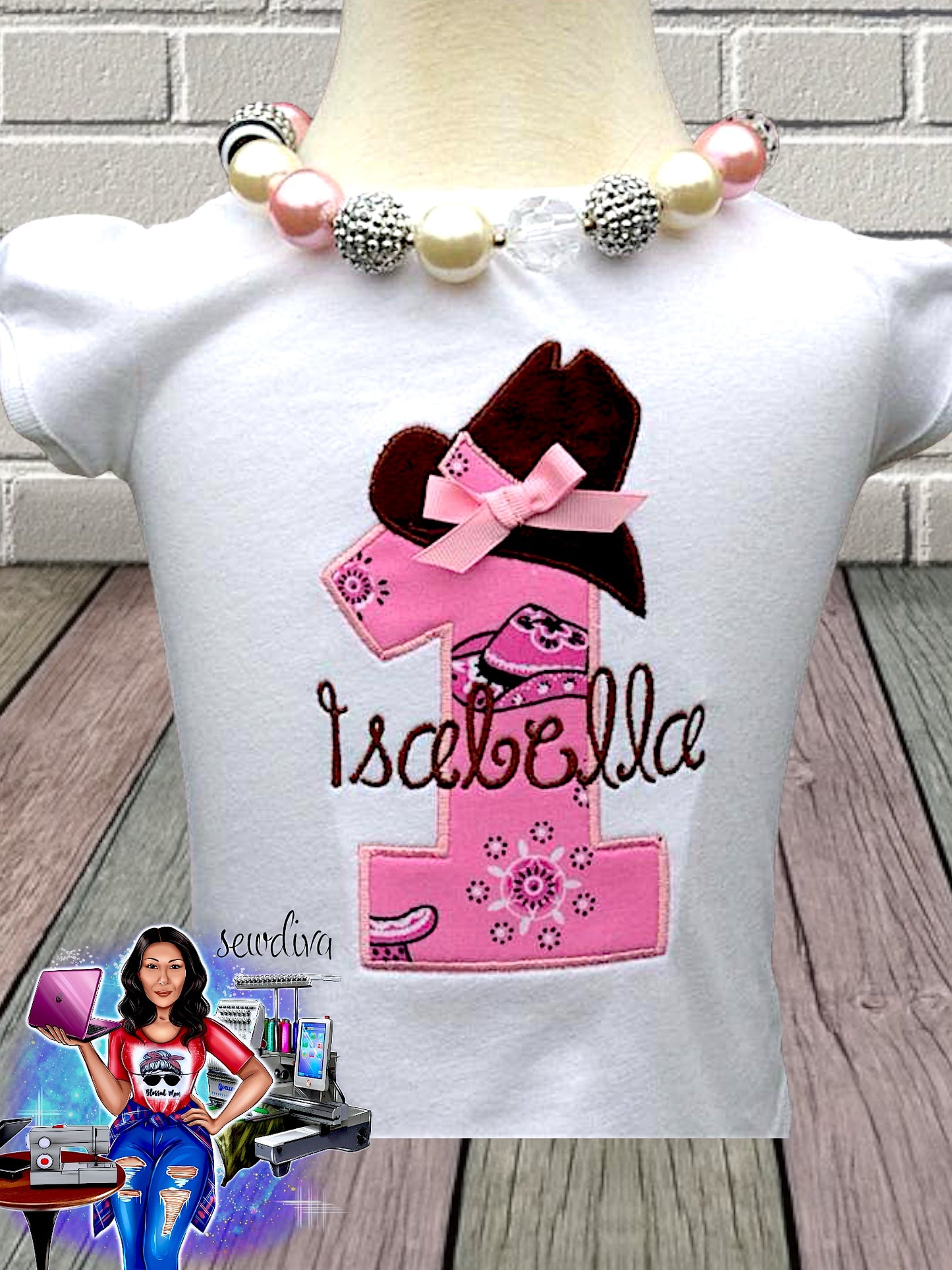 Paisley Cowgirl, Cowgirl Hat, Birthday shirt, Custom Number and Name Embroidered Birthday Shirt