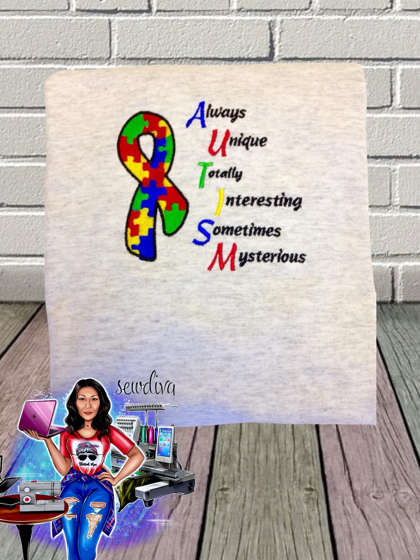 Adult - A.U.T.I.S.M. with puzzle ribbon, autism, Autism Awareness, Puzzle Piece, Puzzle Shirt, Autism Shirt