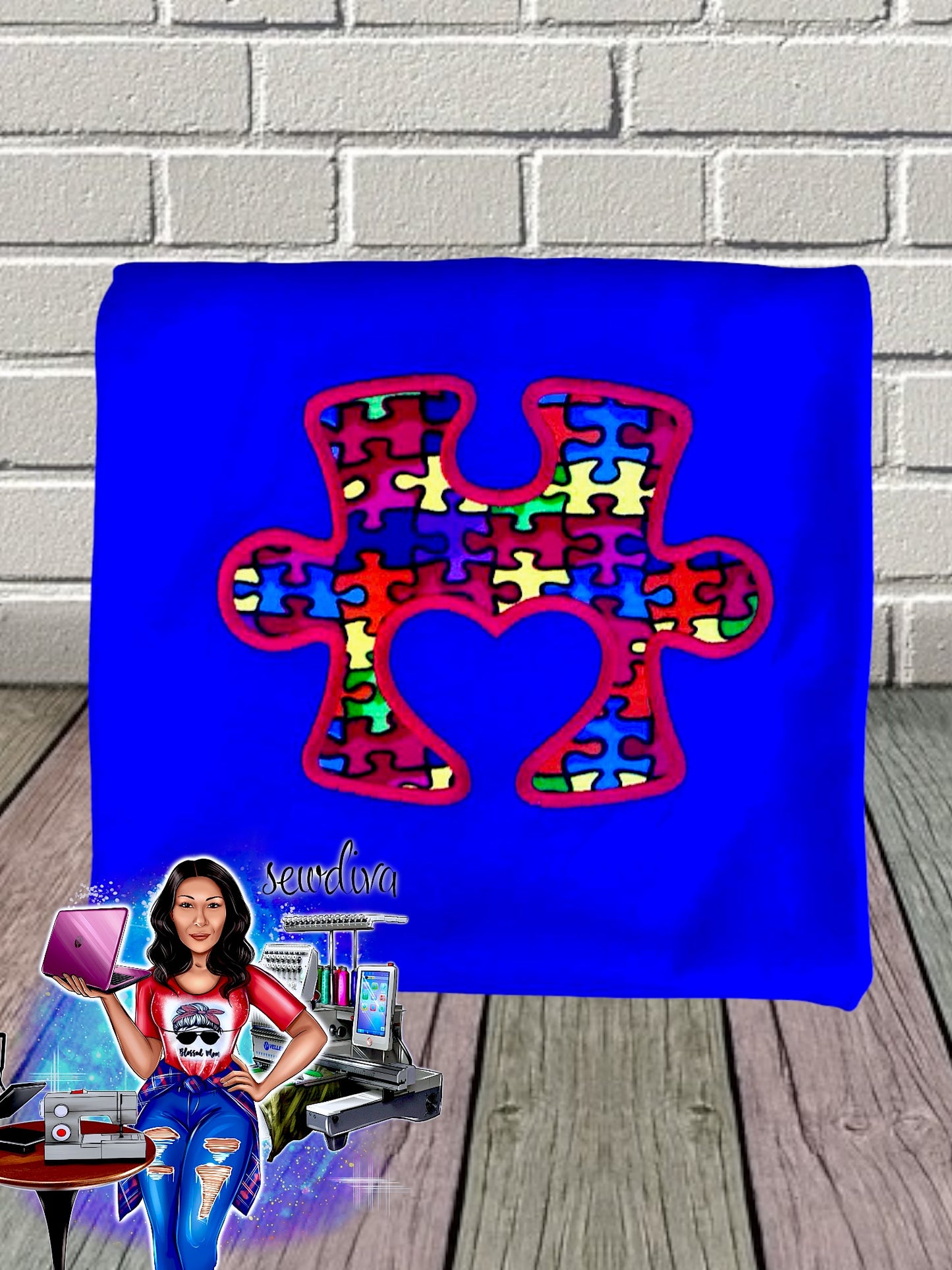 Adult - Puzzle piece with heart, Autism Awareness, Puzzle Piece, Puzzle Shirt, Autism Shirt