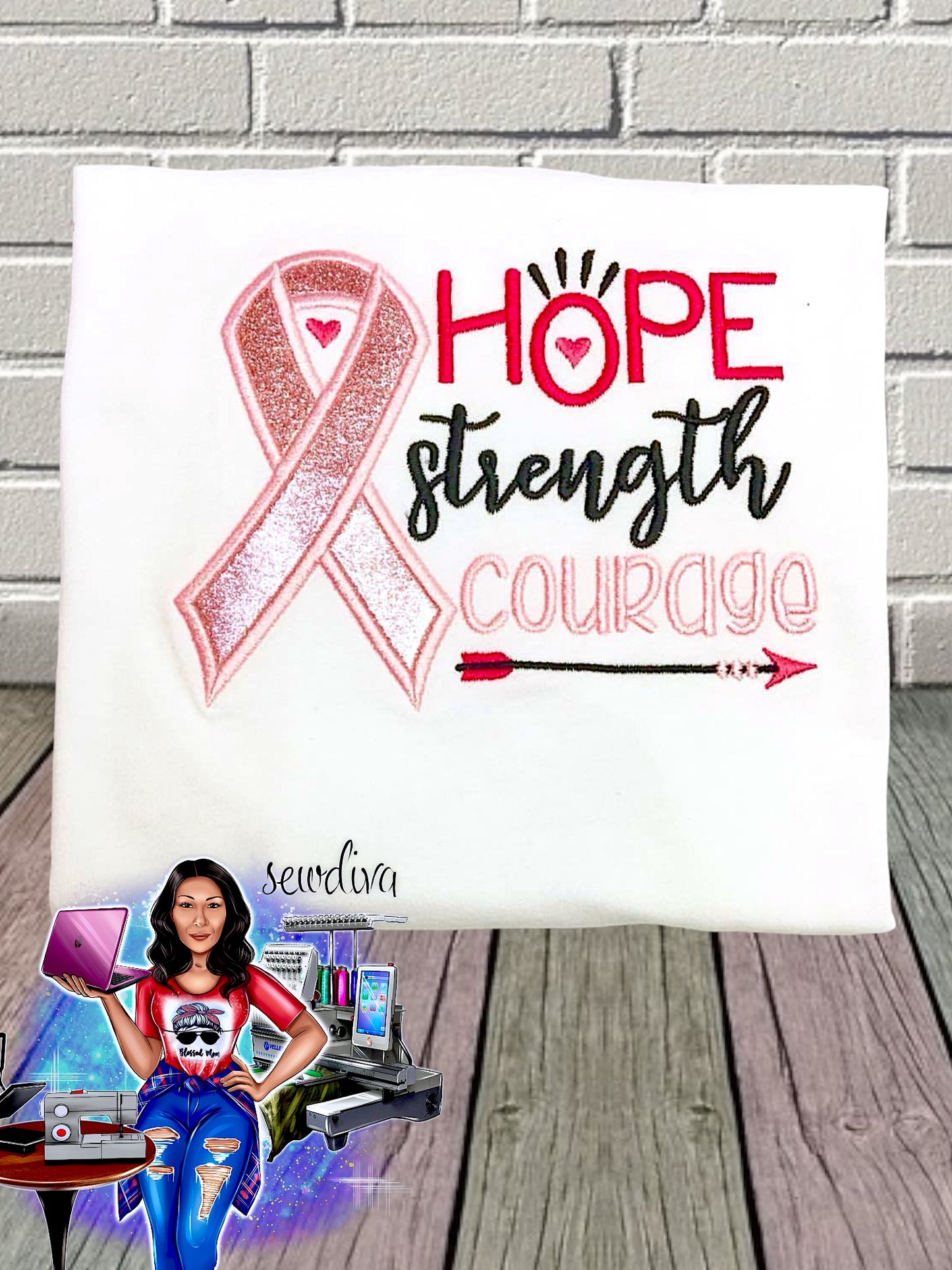 Breast Cancer Awareness Shirt - Hope Strength Courage