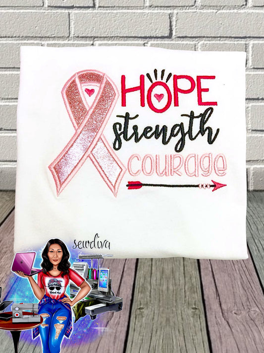 Breast Cancer Awareness Shirt - Hope Strength Courage